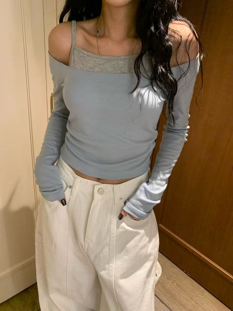 Badcalm - Korean Women Fashion - #momslook - Layered Shirring Tee