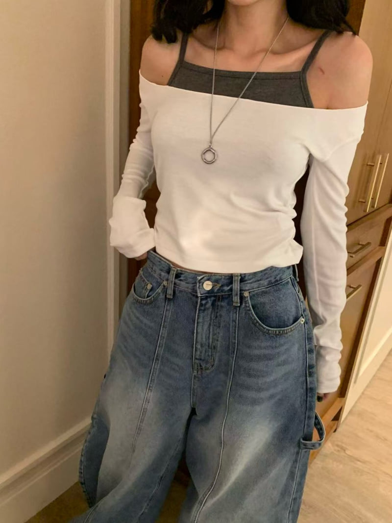 Badcalm - Korean Women Fashion - #momslook - Layered Shirring Tee - 11