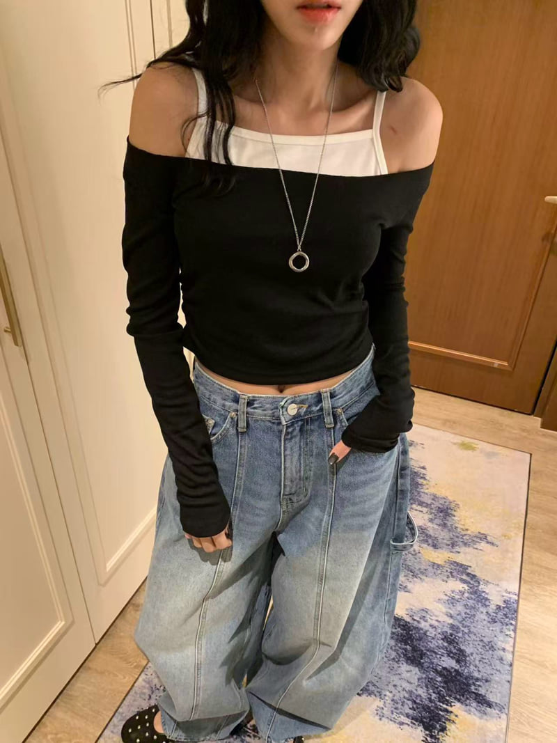 Badcalm - Korean Women Fashion - #momslook - Layered Shirring Tee - 5