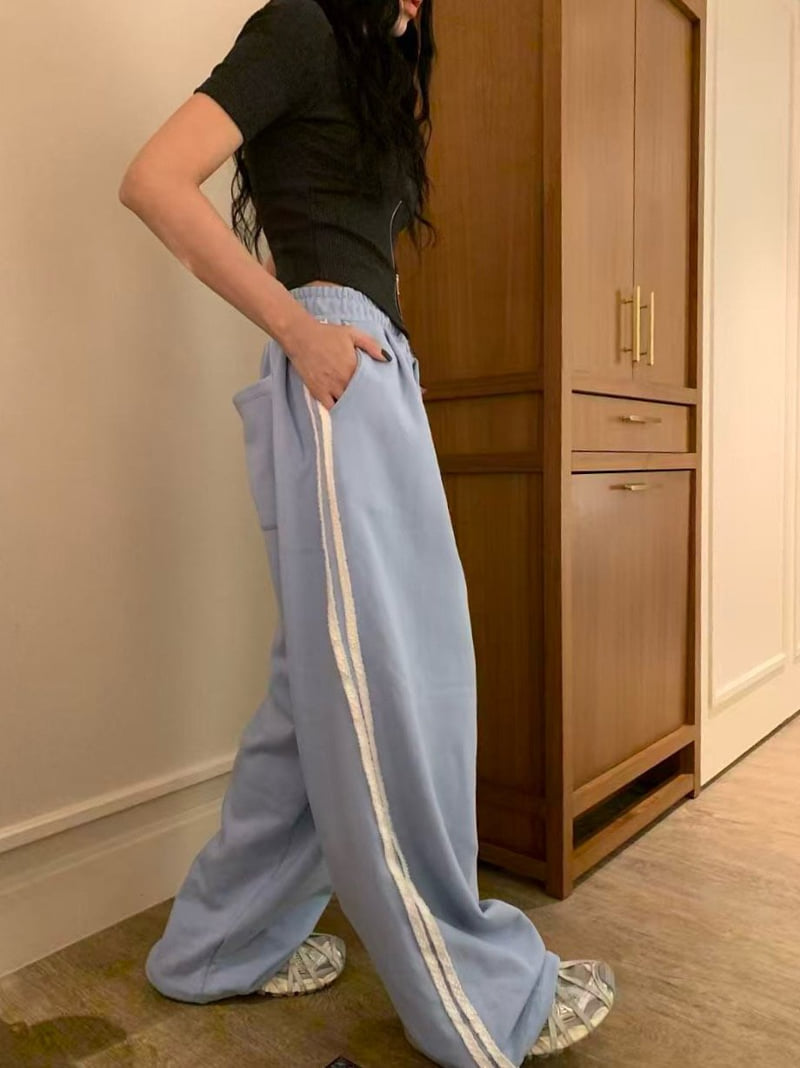 Badcalm - Korean Women Fashion - #momslook - Tassel Tape Pants