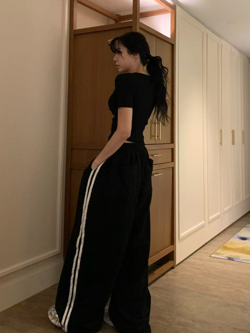Badcalm - Korean Women Fashion - #momslook - Tassel Tape Pants - 7