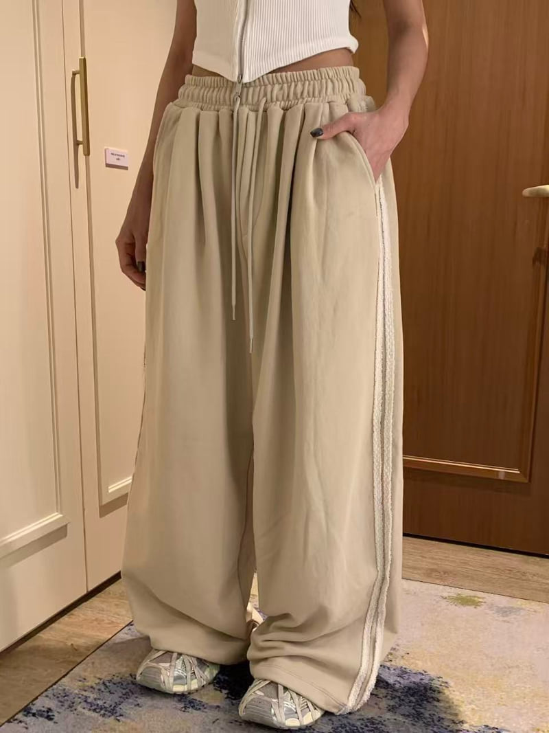 Badcalm - Korean Women Fashion - #momslook - Tassel Tape Pants - 9