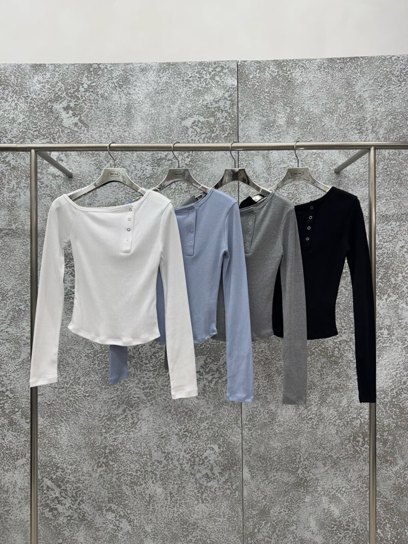 Badcalm - Korean Women Fashion - #momslook - Punching One-Shoulder Tee - 10