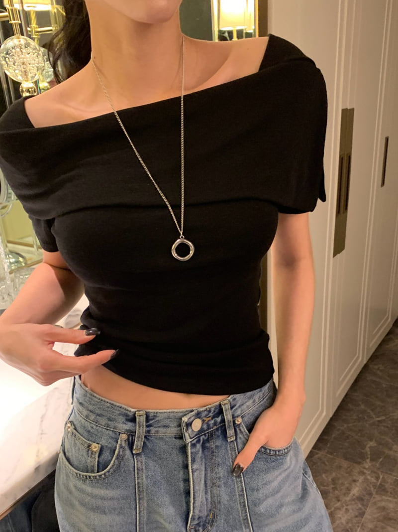 Badcalm - Korean Women Fashion - #momslook - Shawl Collar Tee