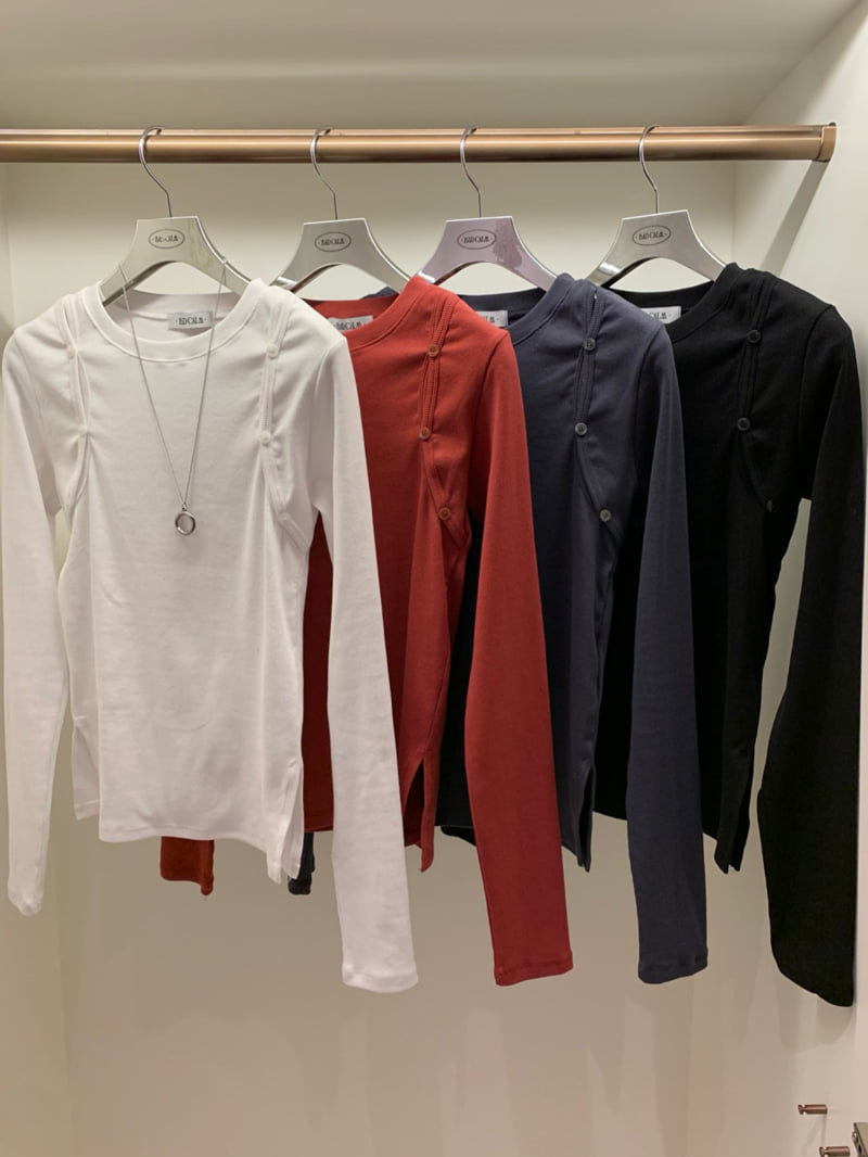 Badcalm - Korean Women Fashion - #momslook - Button Slit Tee - 10