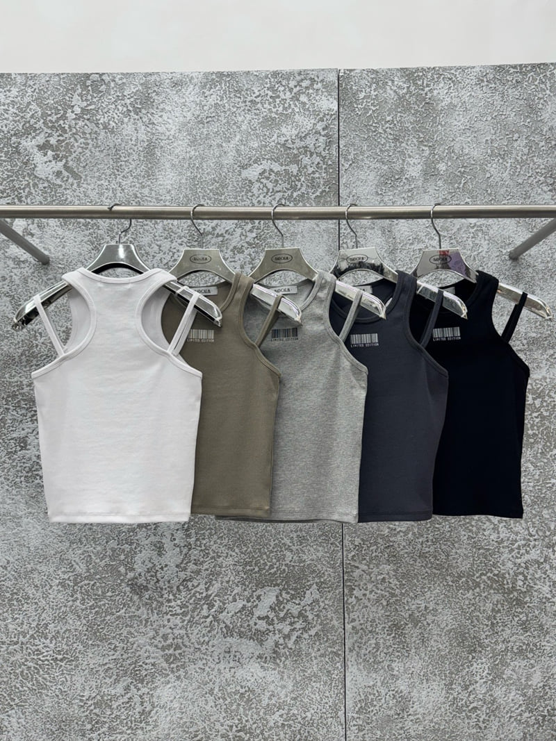 Badcalm - Korean Women Fashion - #momslook - Barcode Ribbed Sleeveless - 12