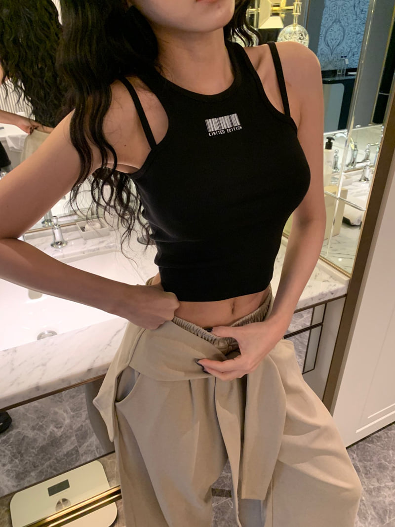 Badcalm - Korean Women Fashion - #momslook - Barcode Ribbed Sleeveless - 8