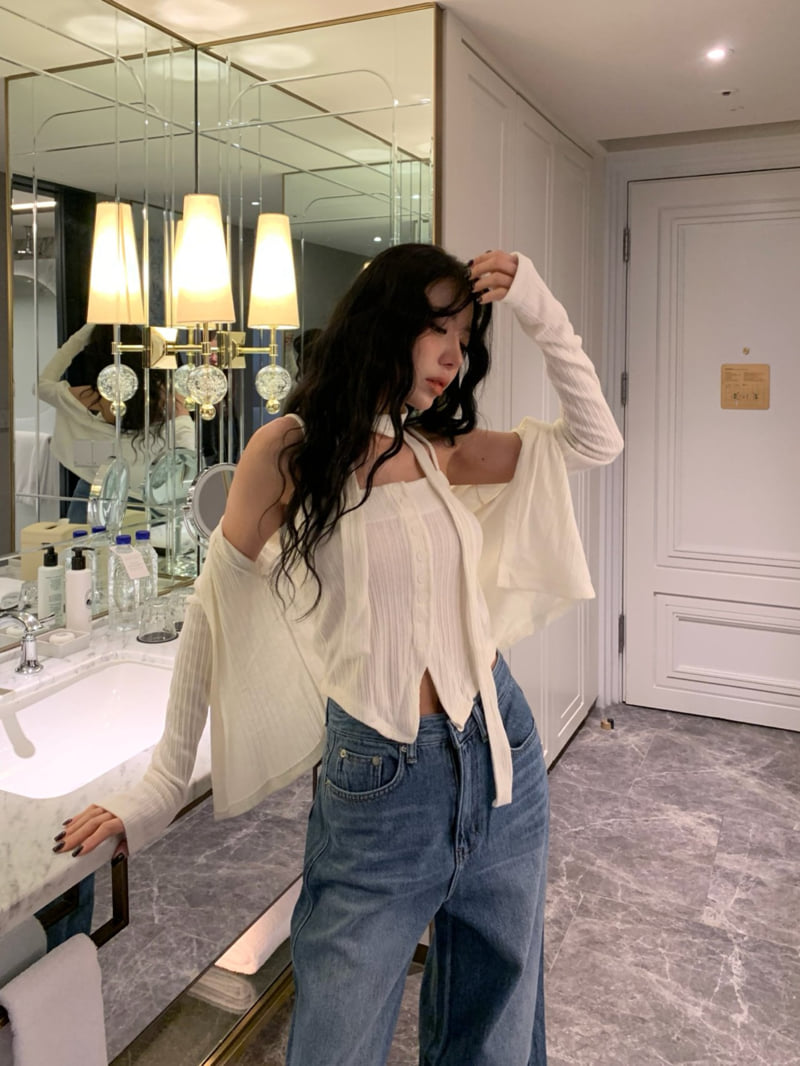 Badcalm - Korean Women Fashion - #momslook - Tie Top Set - 11
