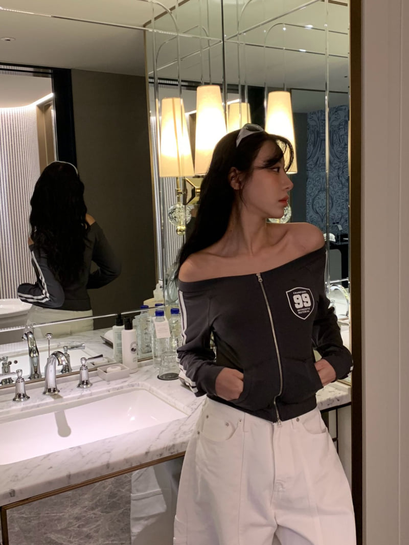 Badcalm - Korean Women Fashion - #momslook - 99 Line Off-Shoulder Jumper - 10
