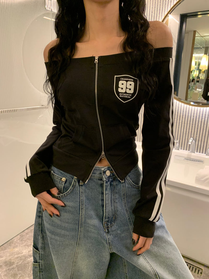 Badcalm - Korean Women Fashion - #momslook - 99 Line Off-Shoulder Jumper - 8