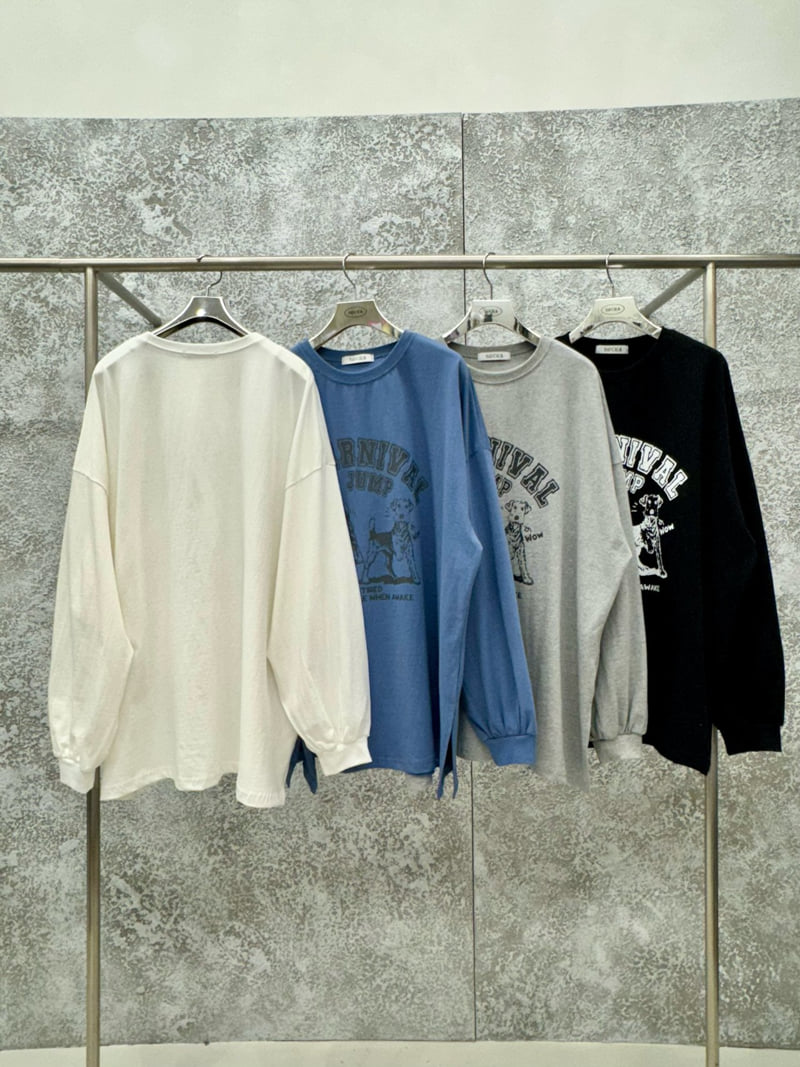 Badcalm - Korean Women Fashion - #momslook - Puppy Boxy Tee - 12