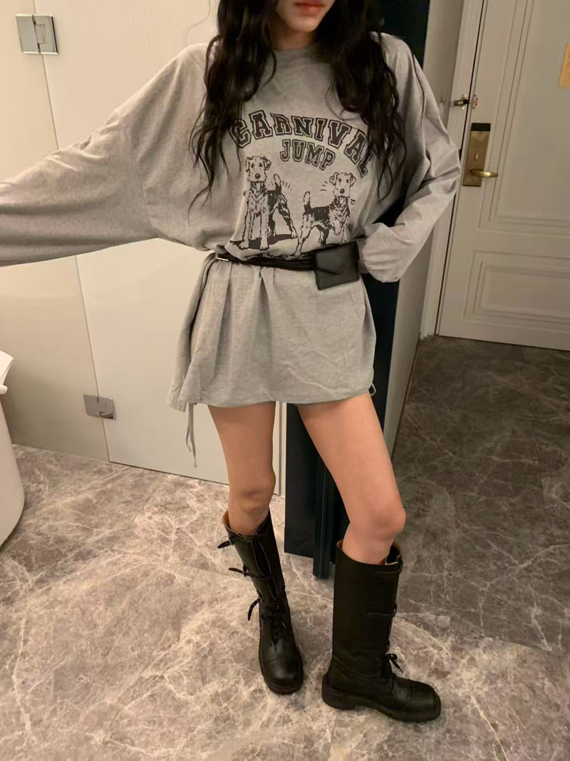 Badcalm - Korean Women Fashion - #momslook - Puppy Boxy Tee - 8