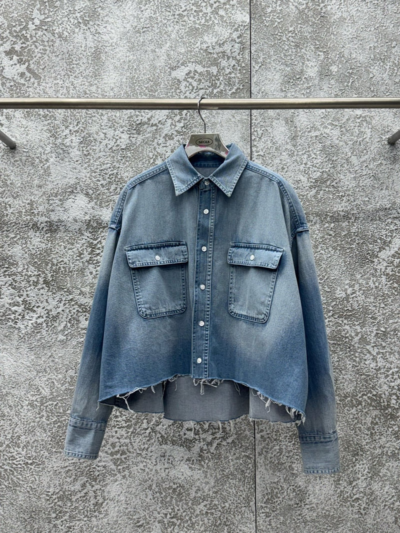 Badcalm - Korean Women Fashion - #momslook - Denim Crop Shirt - 11