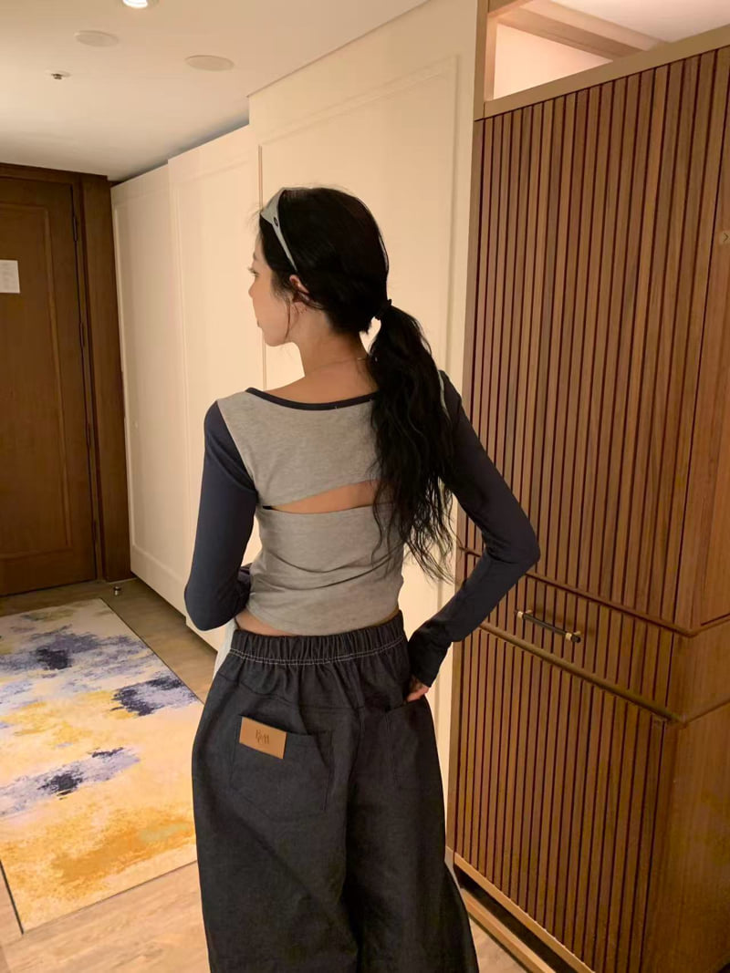 Badcalm - Korean Women Fashion - #momslook - Denim Contrast Pants - 6