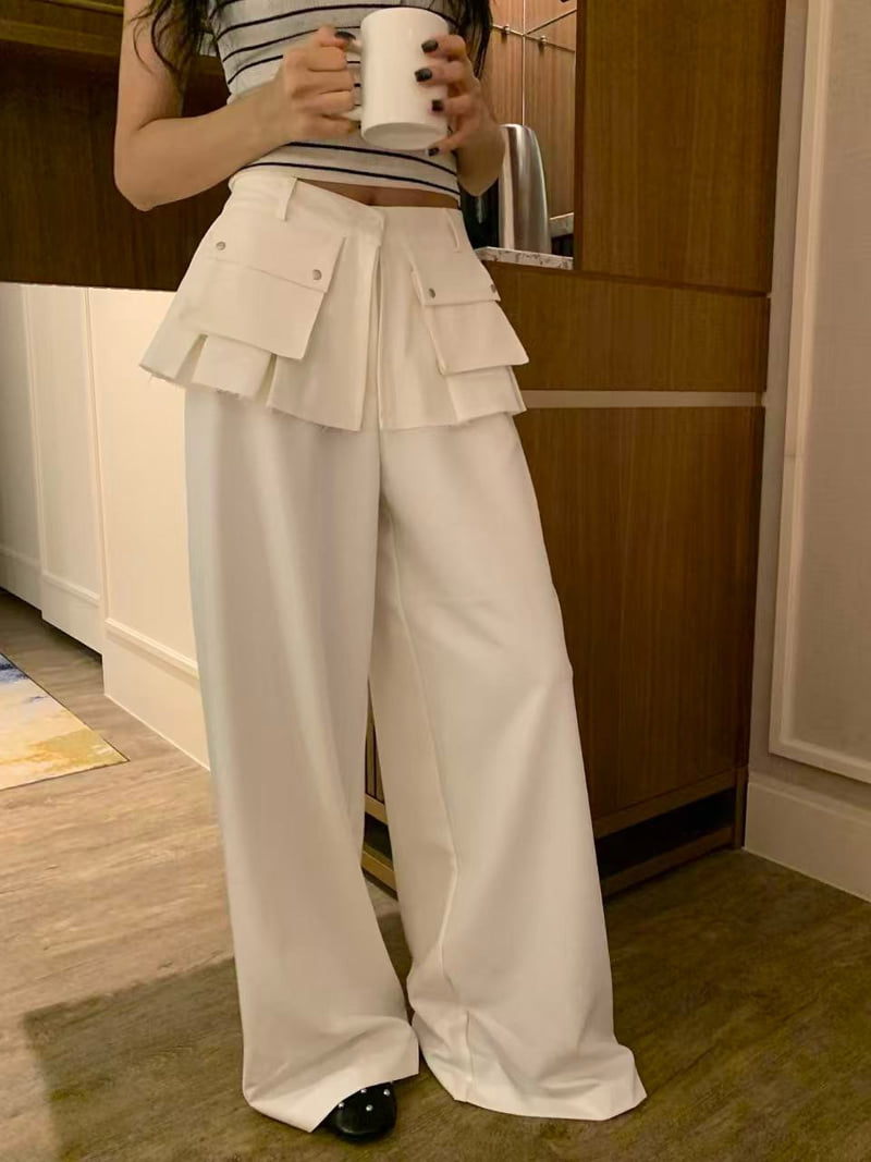 Badcalm - Korean Women Fashion - #womensfashion - Pocket Pleated Skirt Pants - 4