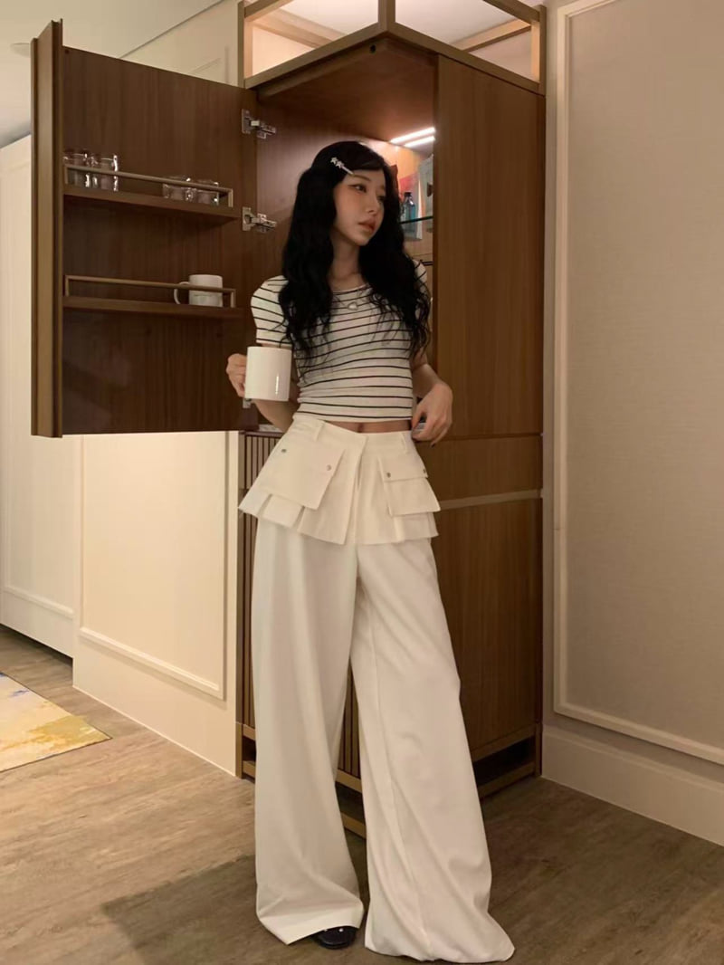 Badcalm - Korean Women Fashion - #momslook - Pocket Pleated Skirt Pants - 6