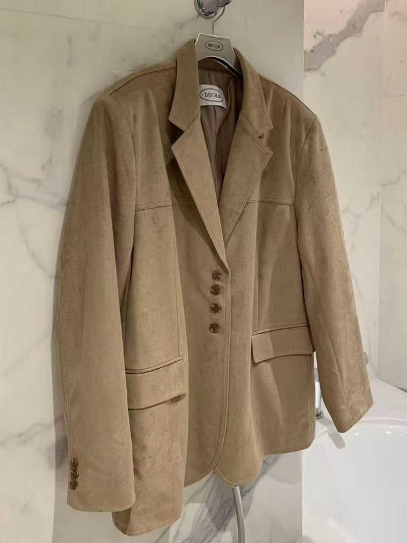 Badcalm - Korean Women Fashion - #momslook - Suede Half Jacket - 6