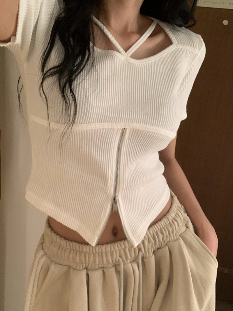 Badcalm - Korean Women Fashion - #pursuepretty - Glam Zipper Tee - 9