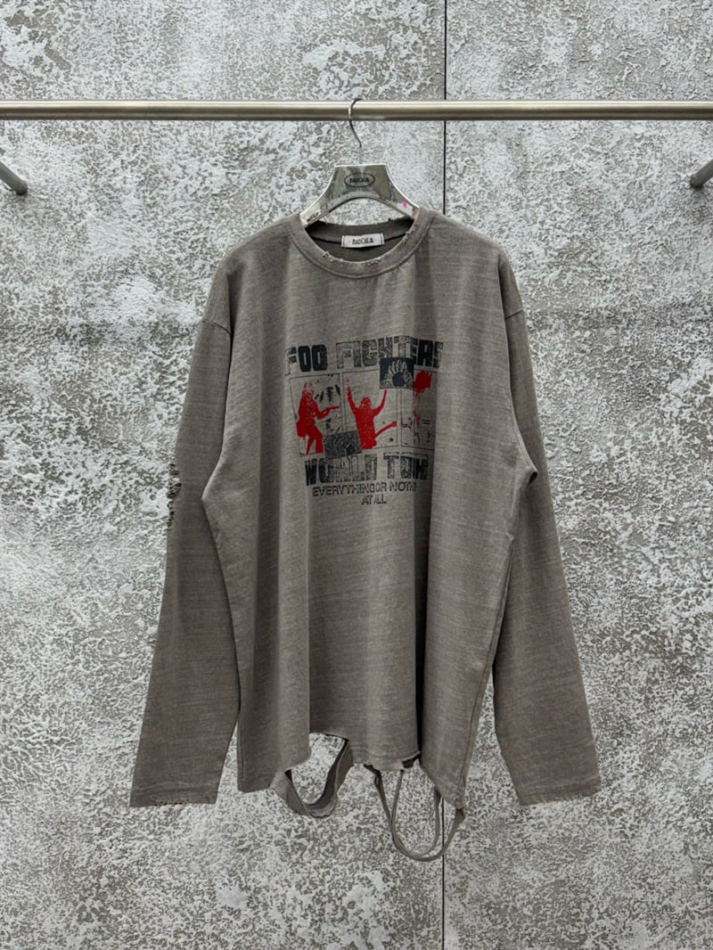 Badcalm - Korean Women Fashion - #restrostyle - Dirty Washed Graphic Tee - 11