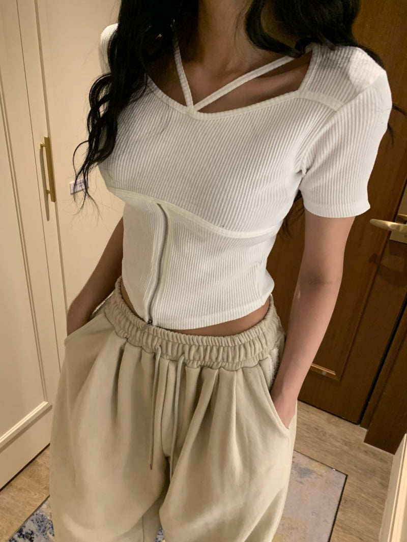 Badcalm - Korean Women Fashion - #restrostyle - Glam Zipper Tee - 10