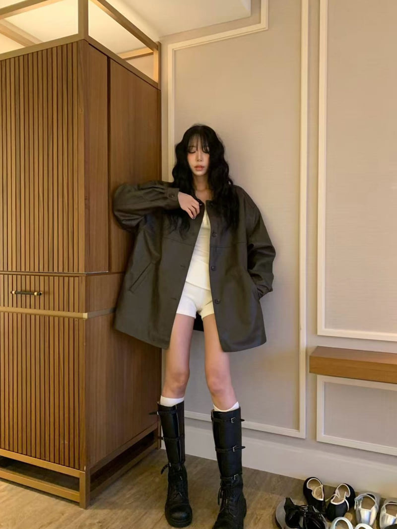 Badcalm - Korean Women Fashion - #restrostyle - Leather Half Jacket - 2