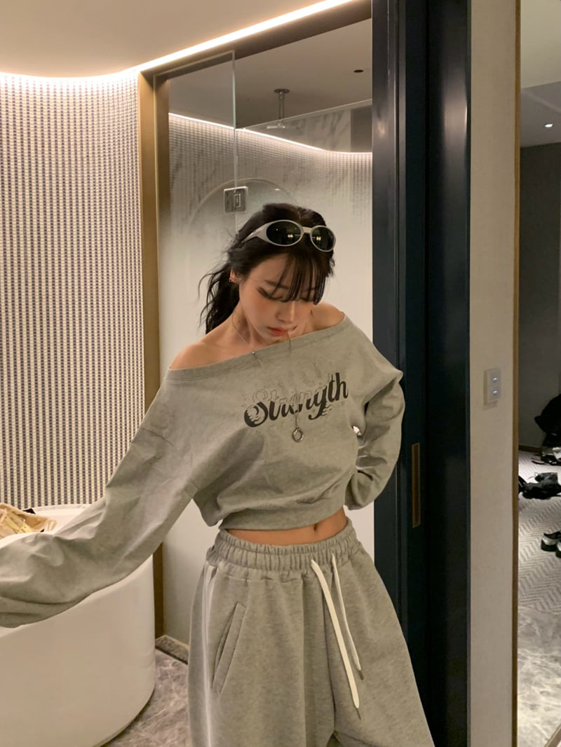 Badcalm - Korean Women Fashion - #shopsmall - Rain Off-Shoulder Sweatshirt - 6