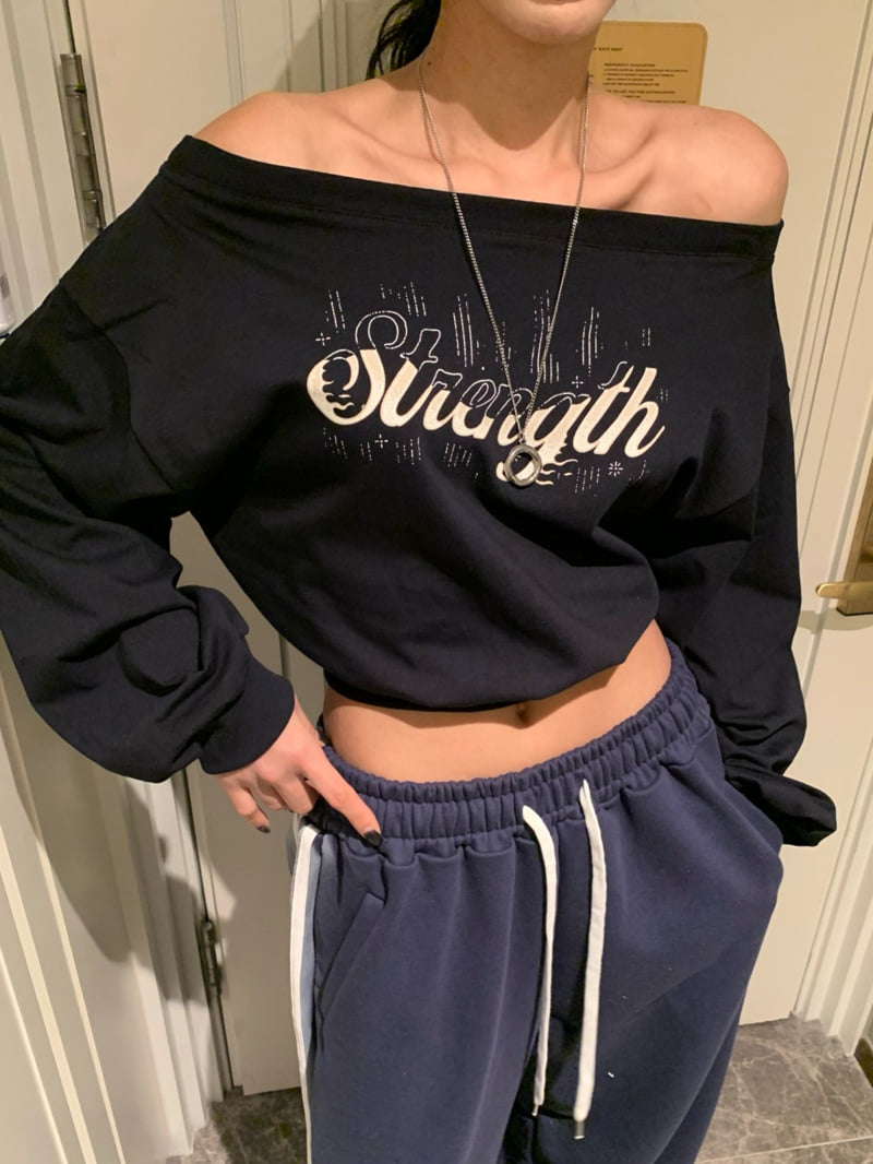 Badcalm - Korean Women Fashion - #thatsdarling - Rain Off-Shoulder Sweatshirt - 7