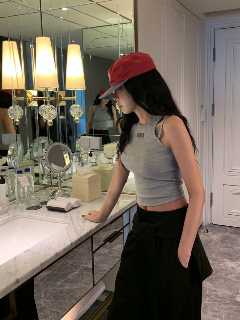 Badcalm - Korean Women Fashion - #shopsmall - Barcode Ribbed Sleeveless - 4