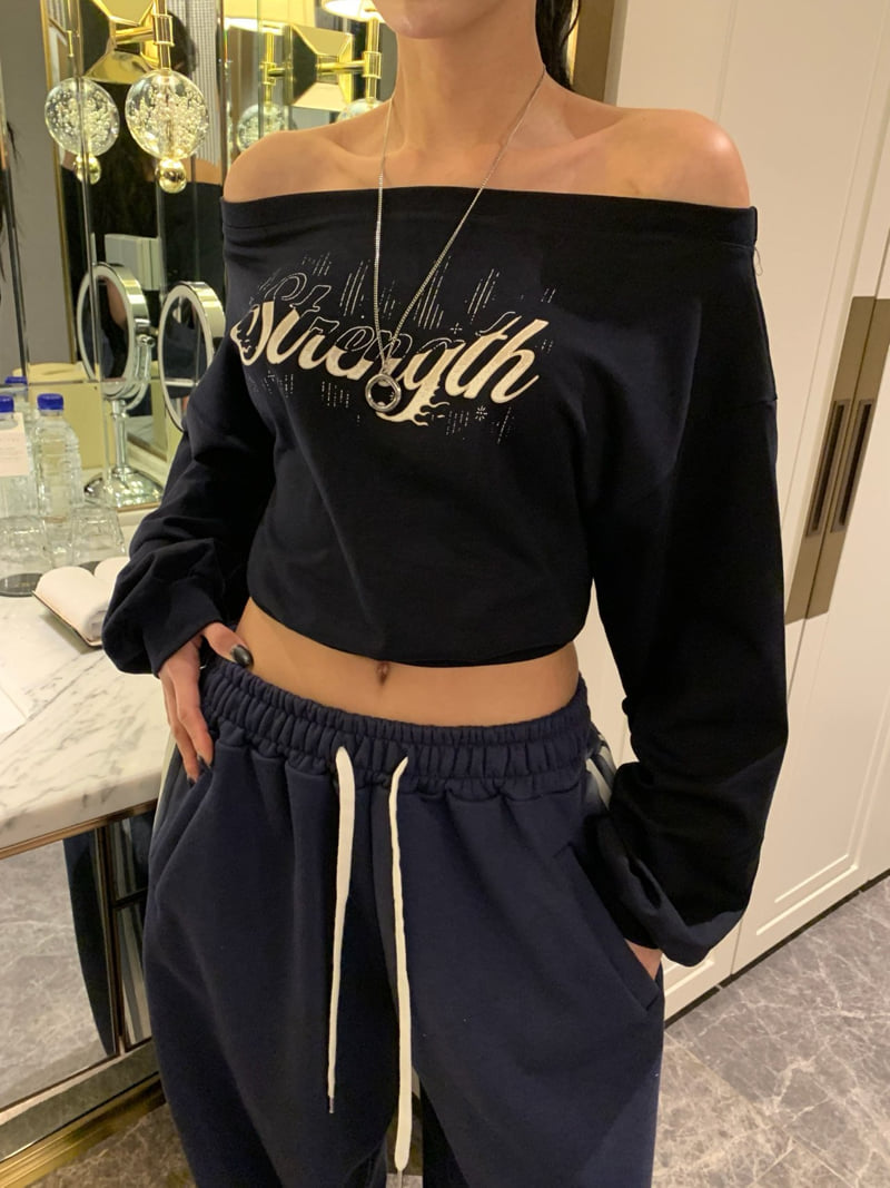 Badcalm - Korean Women Fashion - #thelittlethings - Rain Off-Shoulder Sweatshirt - 8