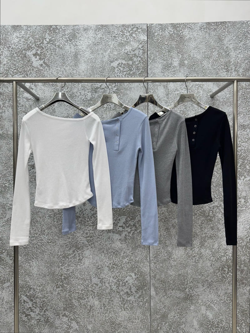 Badcalm - Korean Women Fashion - #vintageinspired - Punching One-Shoulder Tee - 12