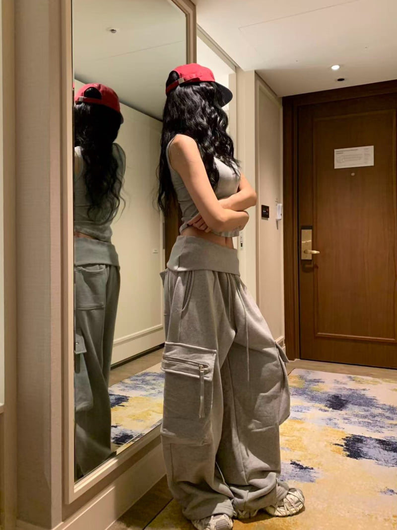 Badcalm - Korean Women Fashion - #vintageinspired - Cargo Jogger Pants - 3