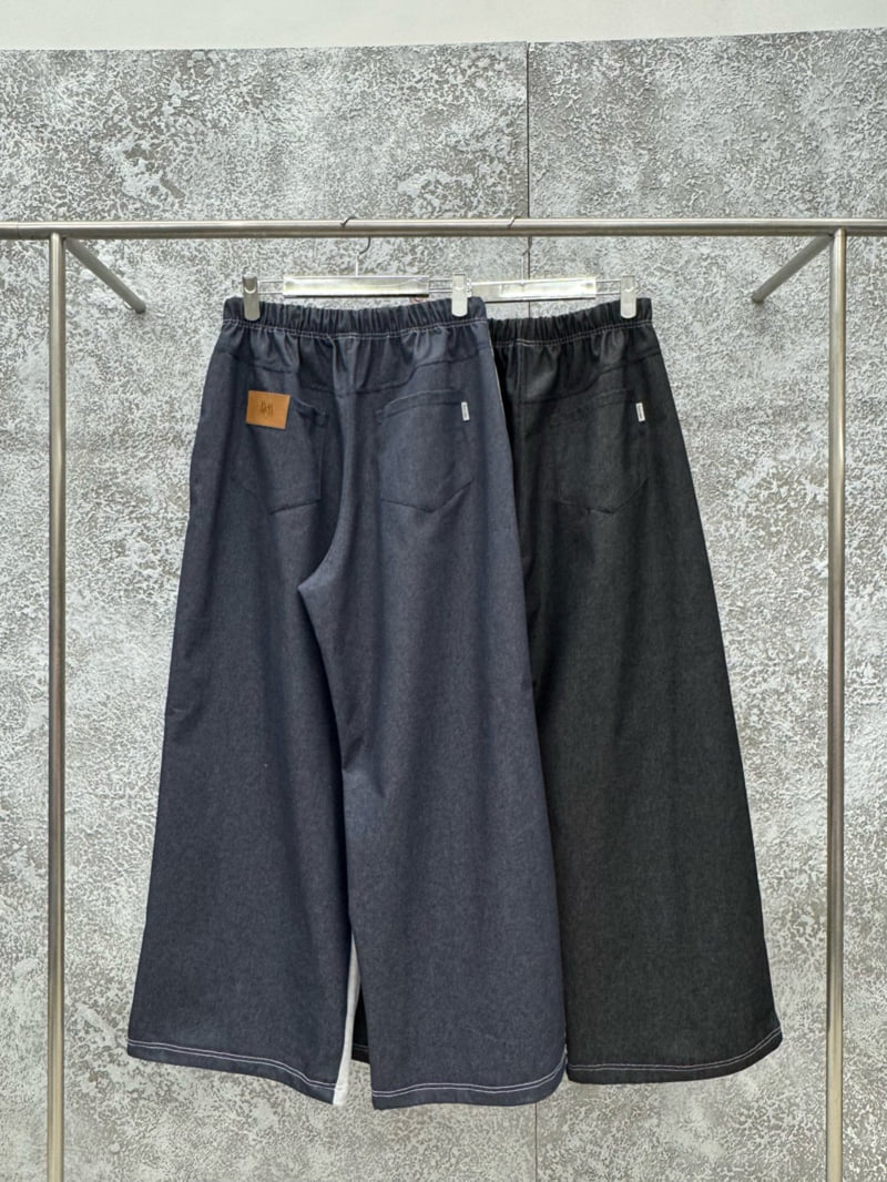 Badcalm - Korean Women Fashion - #vintageinspired - Denim Contrast Pants - 12