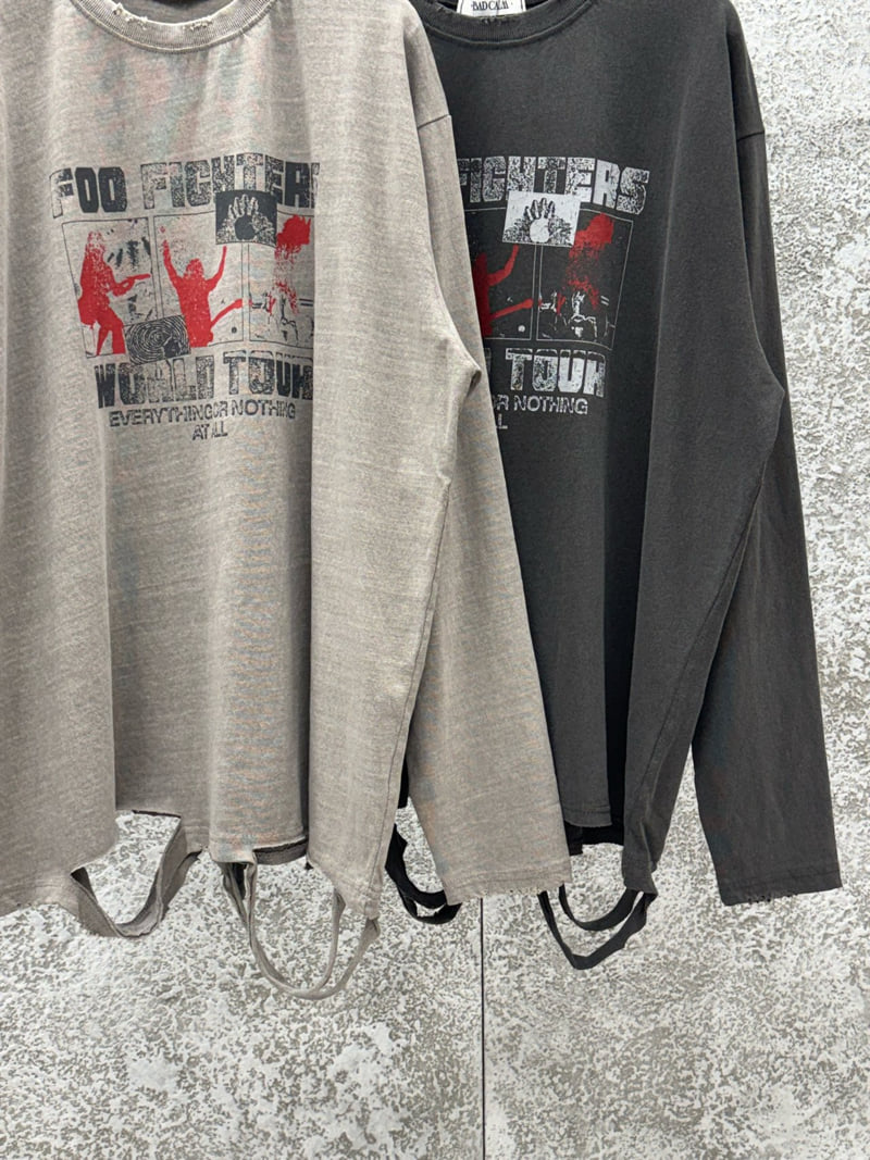 Badcalm - Korean Women Fashion - #vintagekidsstyle - Dirty Washed Graphic Tee - 9