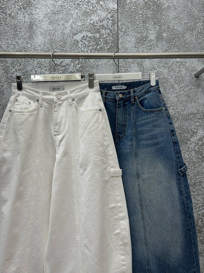 Badcalm - Korean Women Fashion - #womensfashion - Carpenter Curved Denim Pants - 11