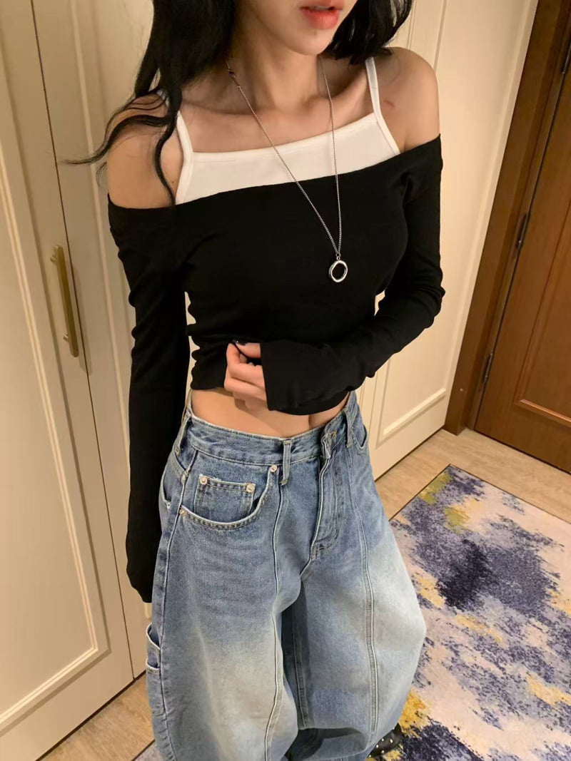 Badcalm - Korean Women Fashion - #womensfashion - Layered Shirring Tee - 6
