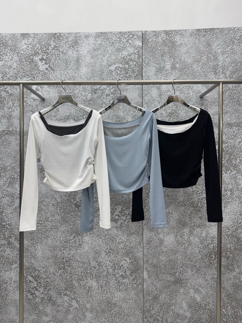 Badcalm - Korean Women Fashion - #womensfashion - Layered Shirring Tee - 8
