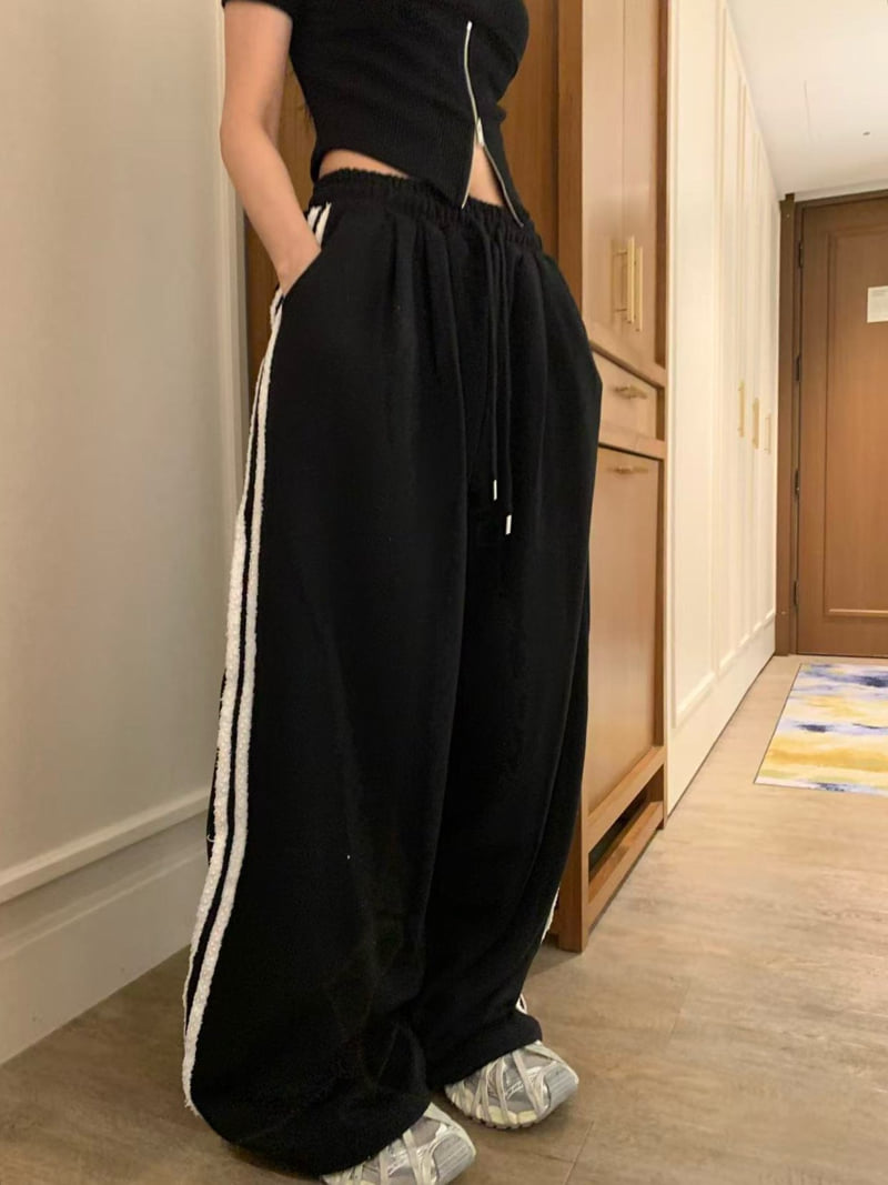 Badcalm - Korean Women Fashion - #momslook - Tassel Tape Pants - 4