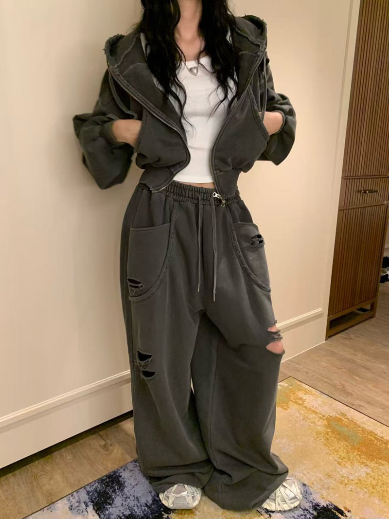 Badcalm - Korean Women Fashion - #womensfashion - Vintage Pigment Pants - 2