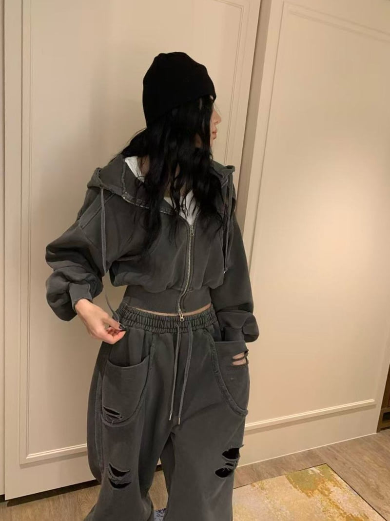 Badcalm - Korean Women Fashion - #womensfashion - Vintage Pigment Pants - 6