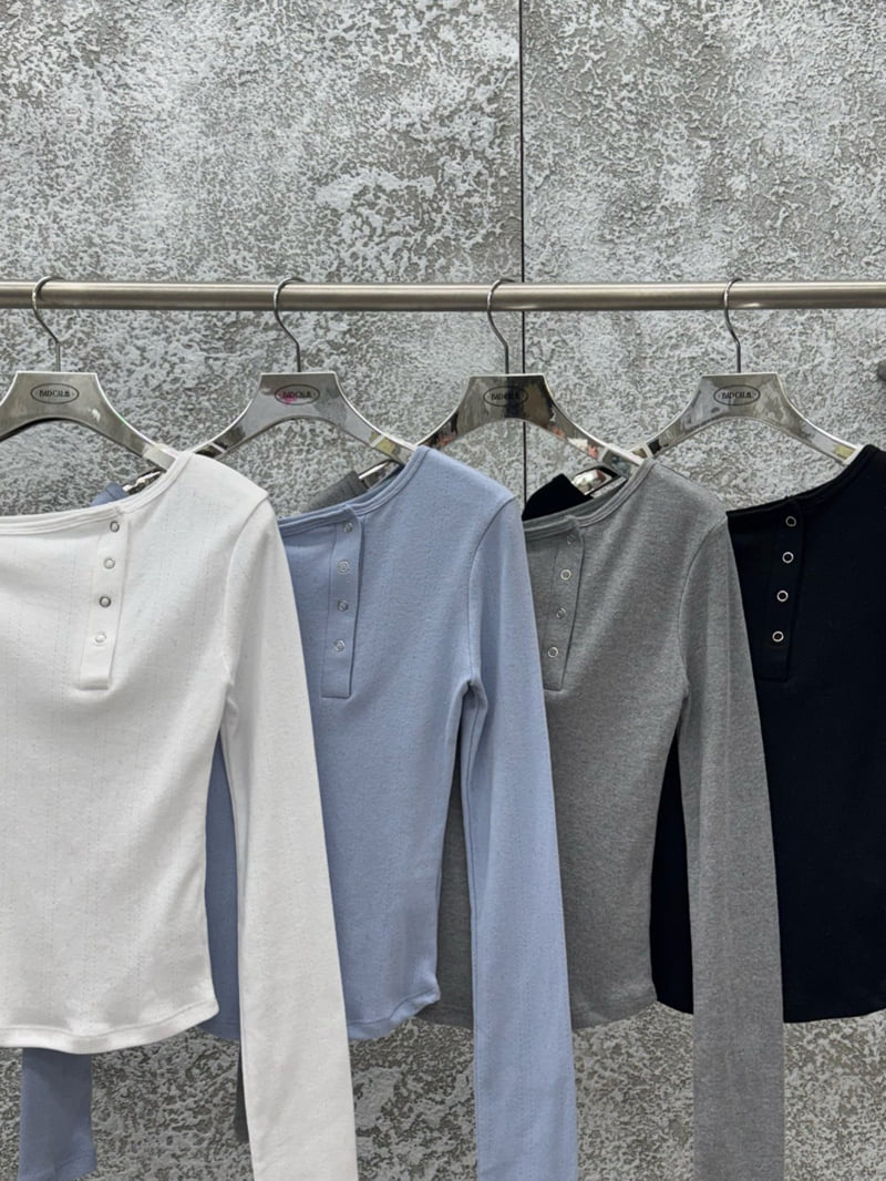 Badcalm - Korean Women Fashion - #womensfashion - Punching One-Shoulder Tee - 11