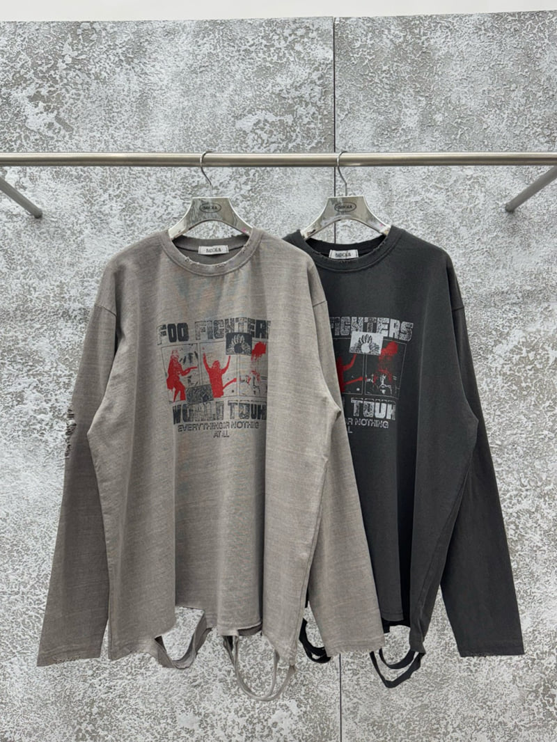 Badcalm - Korean Women Fashion - #womensfashion - Dirty Washed Graphic Tee - 7