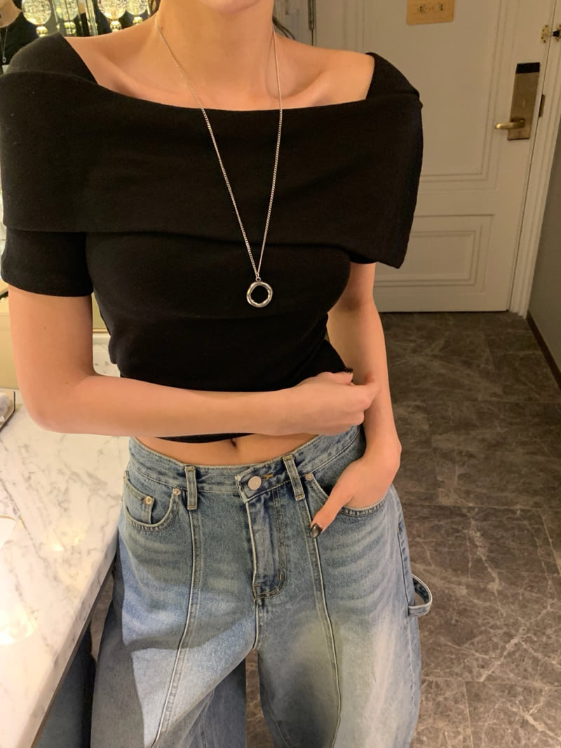 Badcalm - Korean Women Fashion - #womensfashion - Shawl Collar Tee - 2
