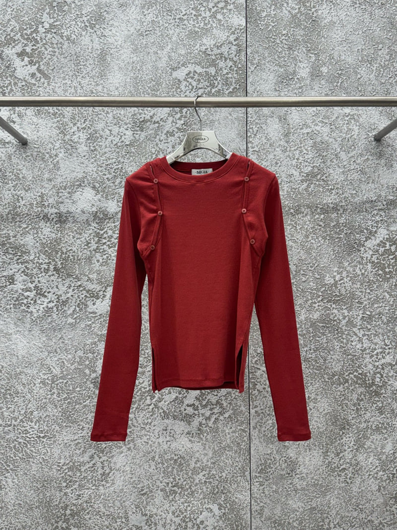Badcalm - Korean Women Fashion - #womensfashion - Button Slit Tee - 11
