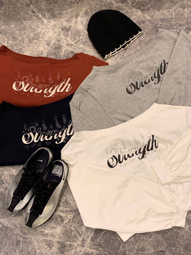 Badcalm - Korean Women Fashion - #womensfashion - Rain Off-Shoulder Sweatshirt - 10