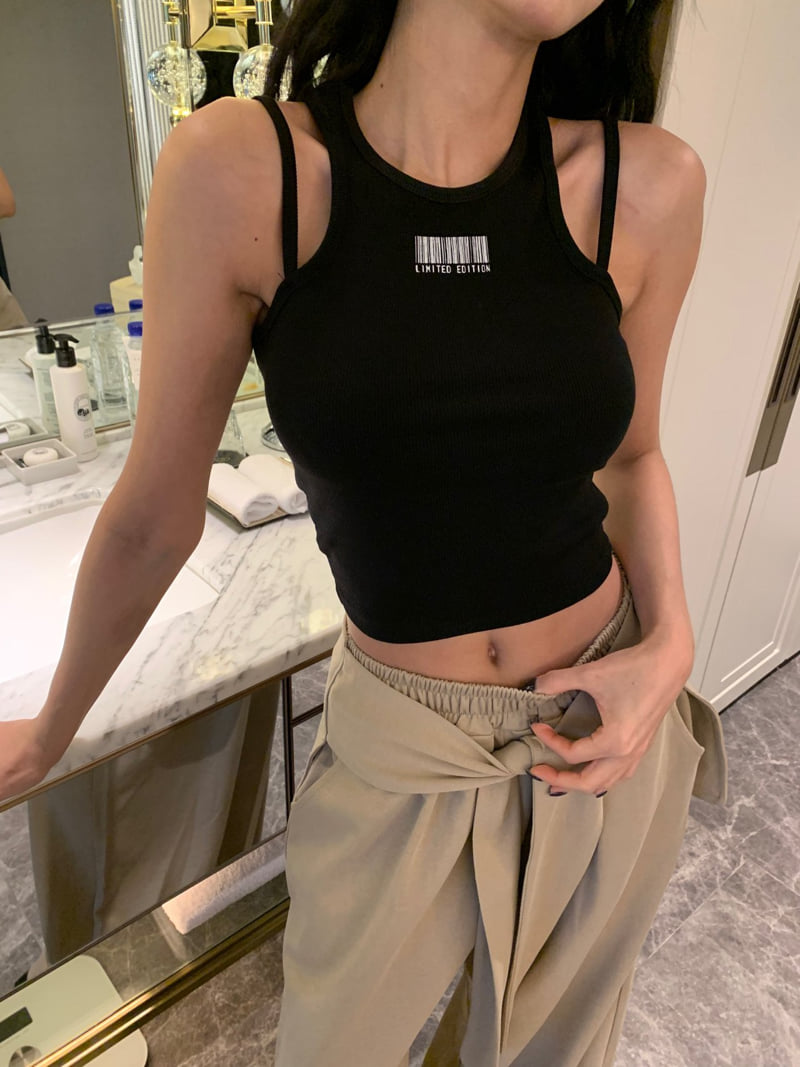 Badcalm - Korean Women Fashion - #womensfashion - Barcode Ribbed Sleeveless - 9