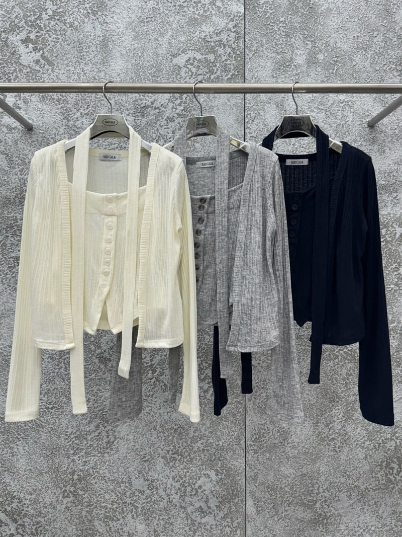 Badcalm - Korean Women Fashion - #womensfashion - Tie Top Set - 12