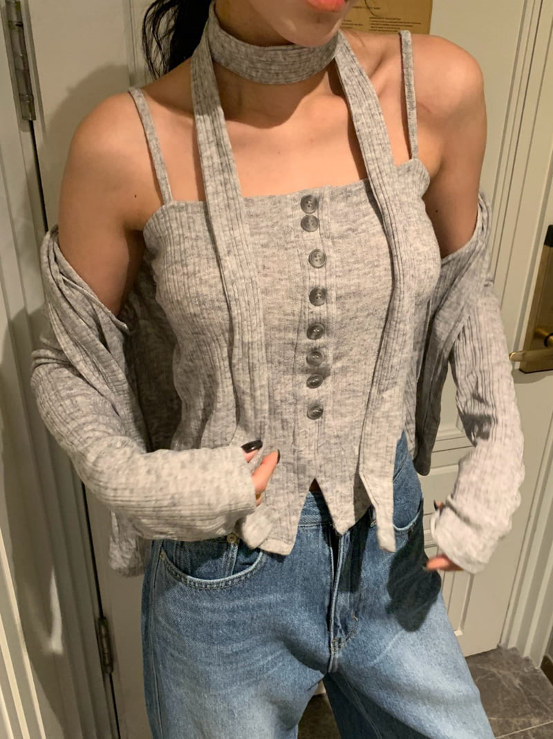 Badcalm - Korean Women Fashion - #momslook - Tie Top Set - 4