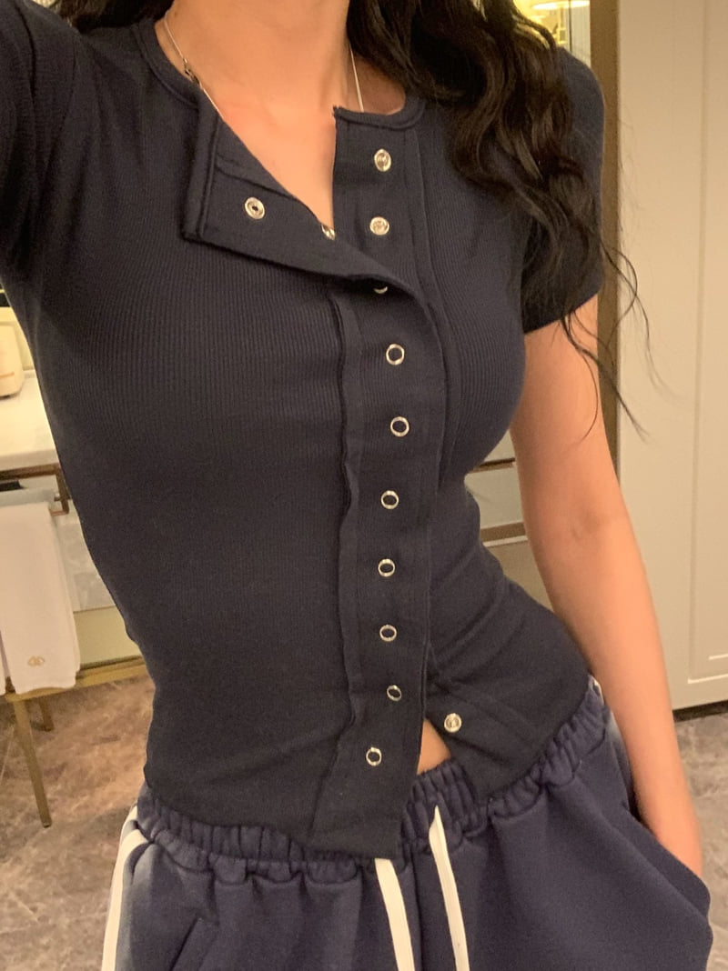 Badcalm - Korean Women Fashion - #womensfashion - Warm Ribbed Short Sleeve Tee - 5