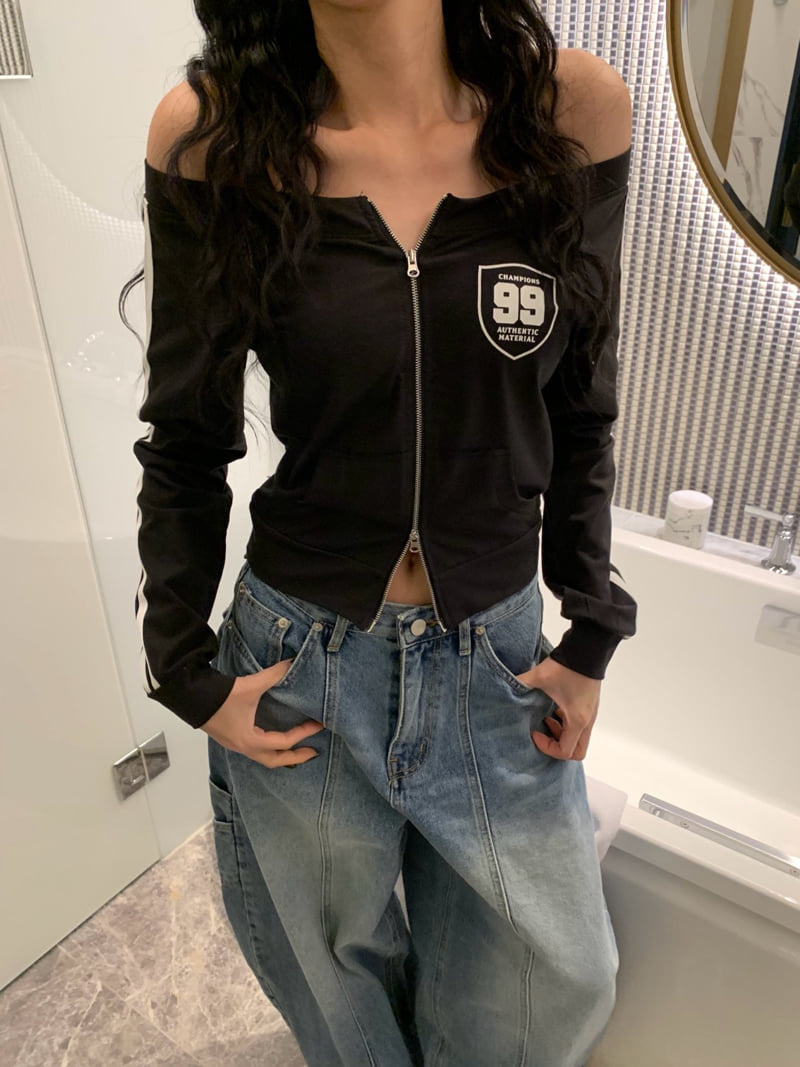 Badcalm - Korean Women Fashion - #womensfashion - 99 Line Off-Shoulder Jumper - 7