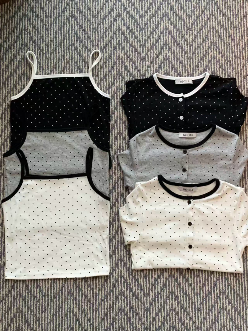 Badcalm - Korean Women Fashion - #womensfashion - Polka Dot Cardigan Set - 9